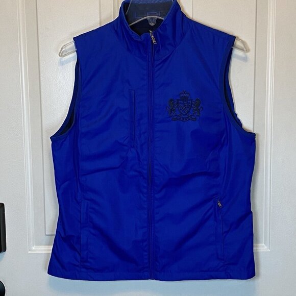Ralph Lauren Women’s Sz M Crest Full Zip Reversible Golf Vest 6 Zip Pockets - Picture 2 of 14